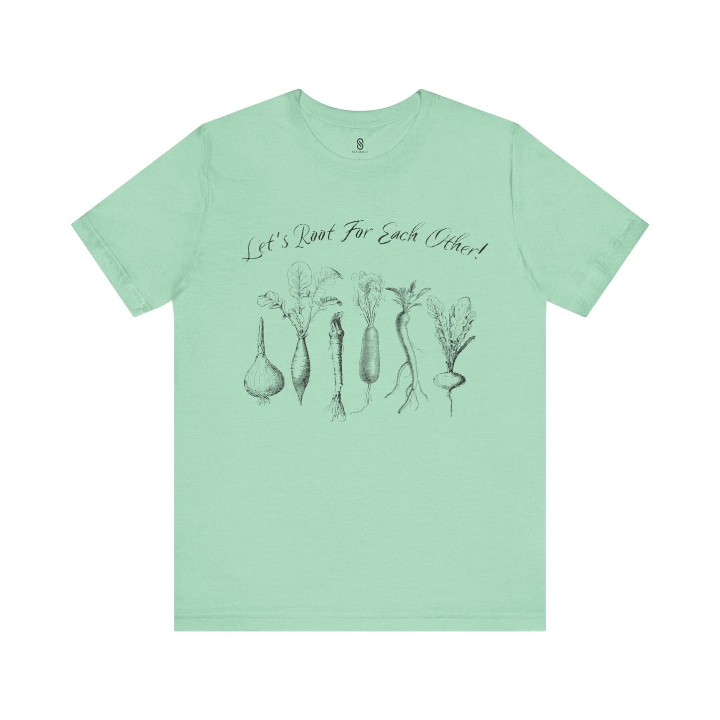 Enchanting "Let's Root For Each Other" Shirt | Whimsical Vertical Roots | Artistic Unity Tee | Positive Message, Unisex Short Sleeve Tee