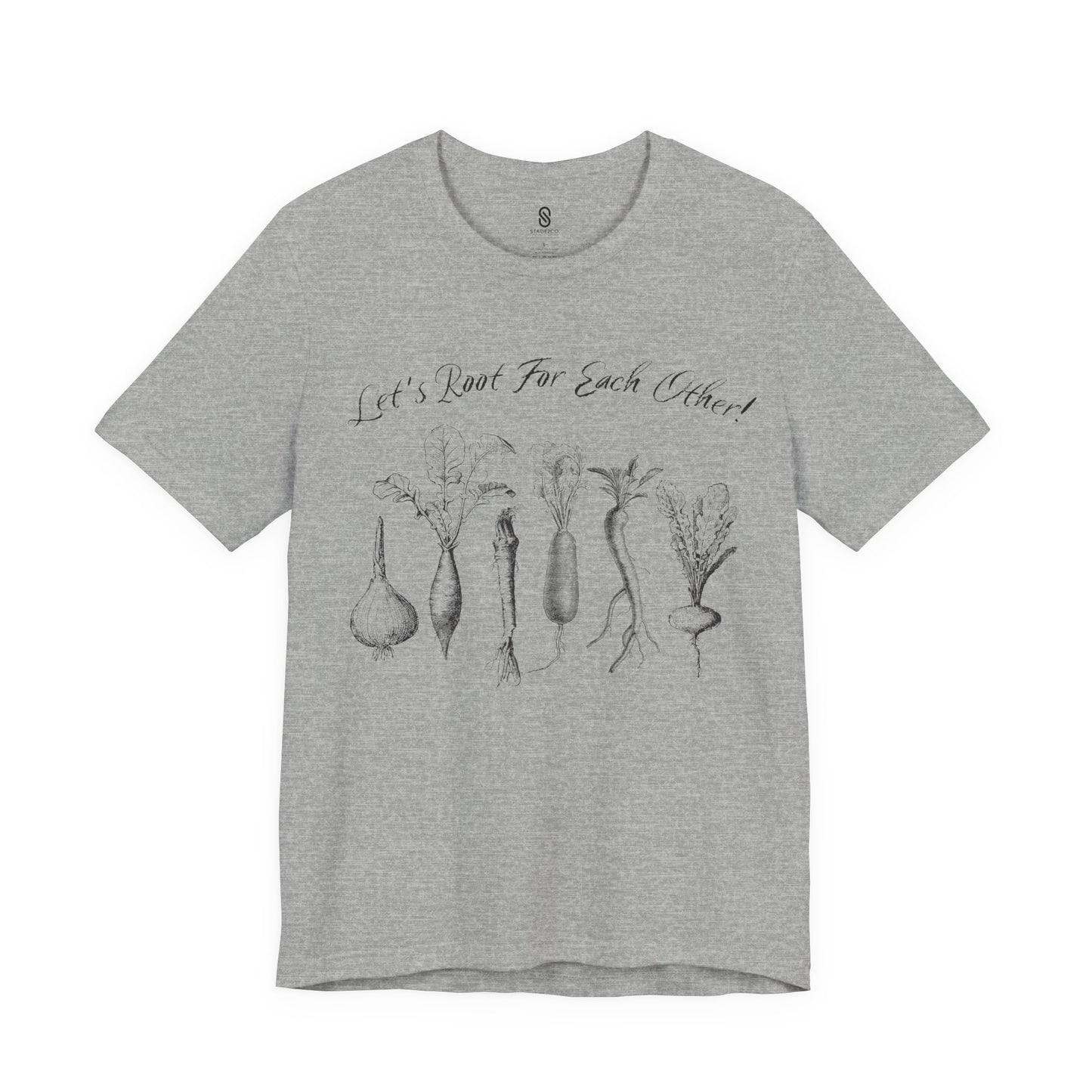 Enchanting "Let's Root For Each Other" Shirt | Whimsical Vertical Roots | Artistic Unity Tee | Positive Message, Unisex Short Sleeve Tee