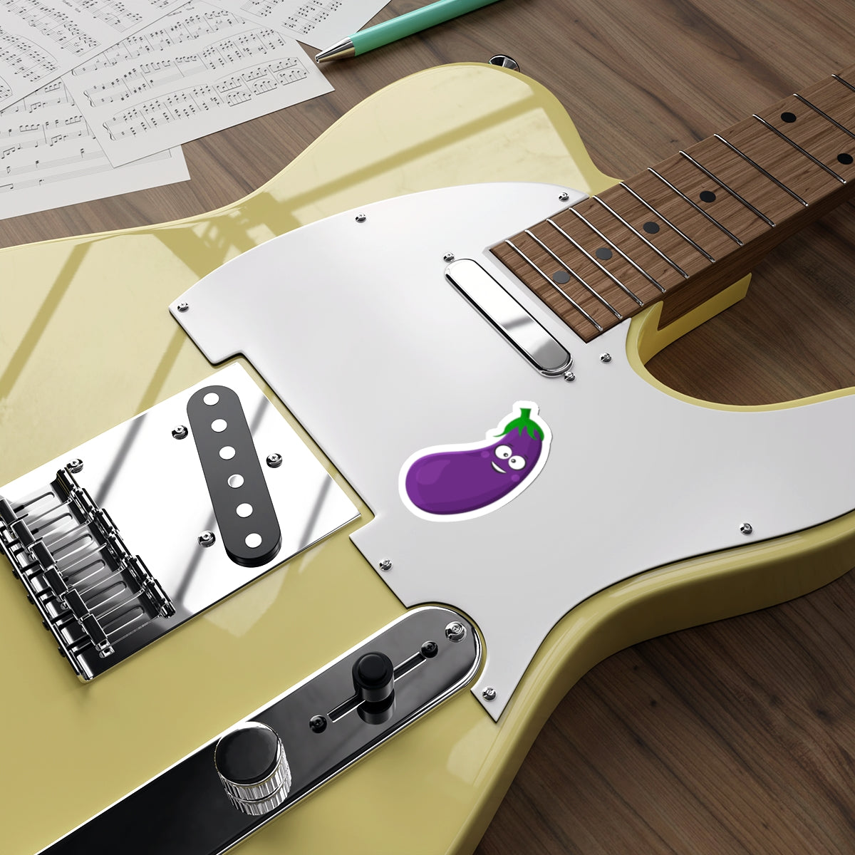 Spread Smiles with Our Charming Smiling Eggplant Sticker!, Die-Cut Stickers