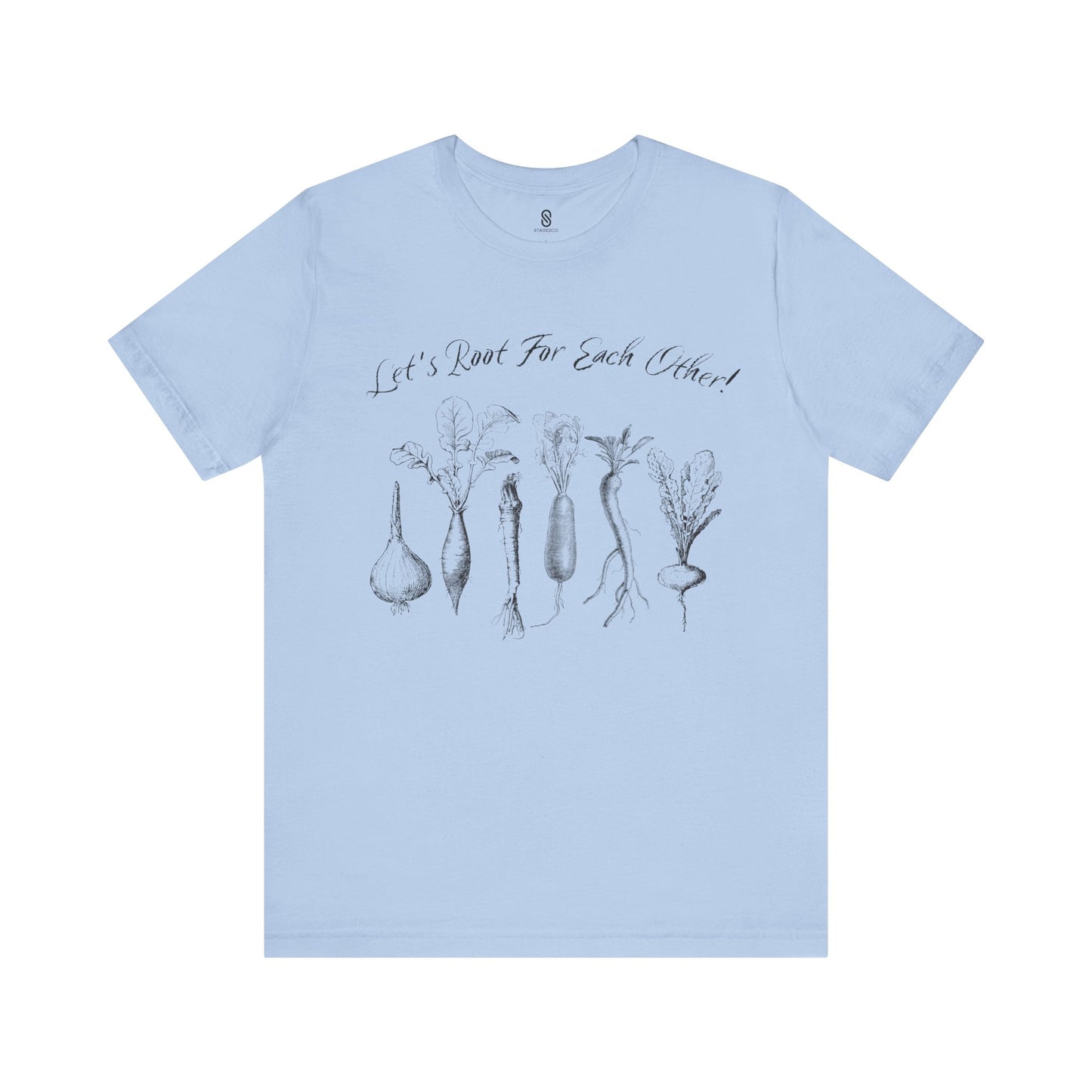 Enchanting "Let's Root For Each Other" Shirt | Whimsical Vertical Roots | Artistic Unity Tee | Positive Message, Unisex Short Sleeve Tee