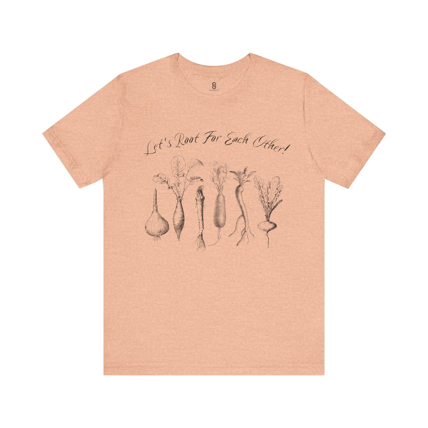 Enchanting "Let's Root For Each Other" Shirt | Whimsical Vertical Roots | Artistic Unity Tee | Positive Message, Unisex Short Sleeve Tee