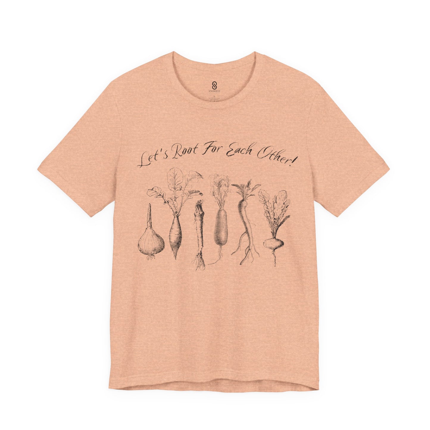 Enchanting "Let's Root For Each Other" Shirt | Whimsical Vertical Roots | Artistic Unity Tee | Positive Message, Unisex Short Sleeve Tee