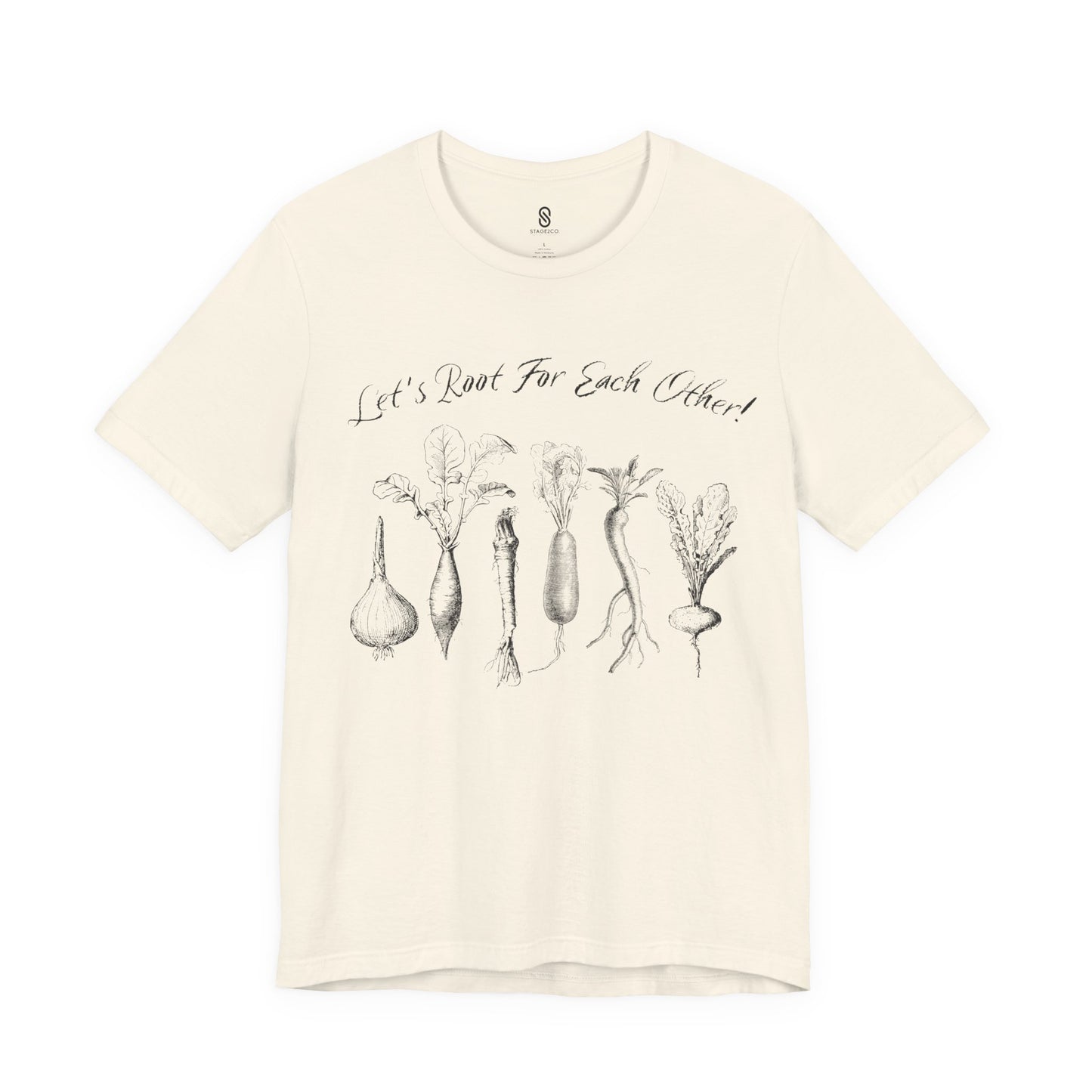 Enchanting "Let's Root For Each Other" Shirt | Whimsical Vertical Roots | Artistic Unity Tee | Positive Message, Unisex Short Sleeve Tee