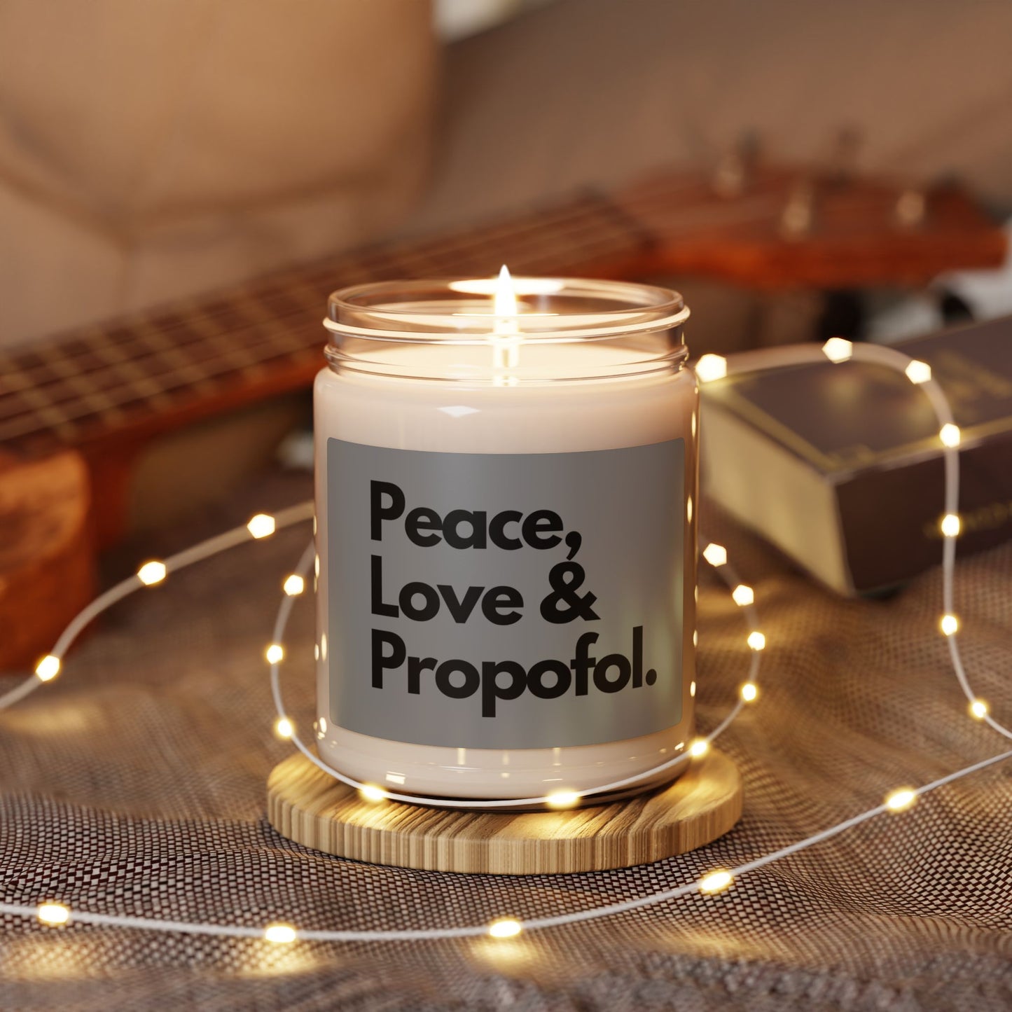 Tranquility and Humor: Peace, Love & Propofol Candle, Scented Soy Candle, 9oz