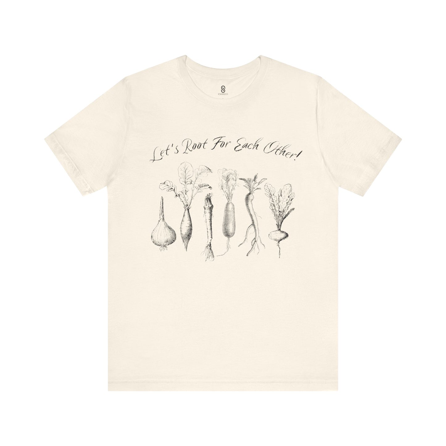 Enchanting "Let's Root For Each Other" Shirt | Whimsical Vertical Roots | Artistic Unity Tee | Positive Message, Unisex Short Sleeve Tee