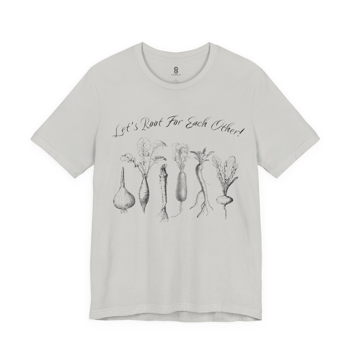 Enchanting "Let's Root For Each Other" Shirt | Whimsical Vertical Roots | Artistic Unity Tee | Positive Message, Unisex Short Sleeve Tee