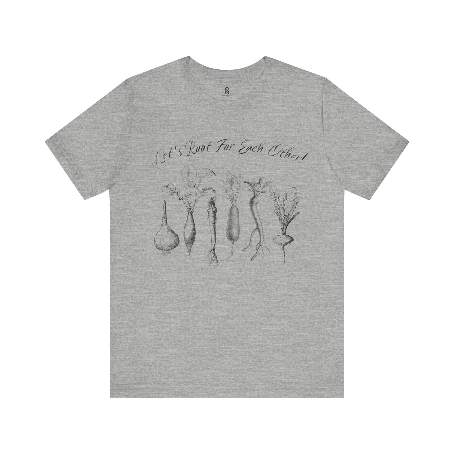Enchanting "Let's Root For Each Other" Shirt | Whimsical Vertical Roots | Artistic Unity Tee | Positive Message, Unisex Short Sleeve Tee
