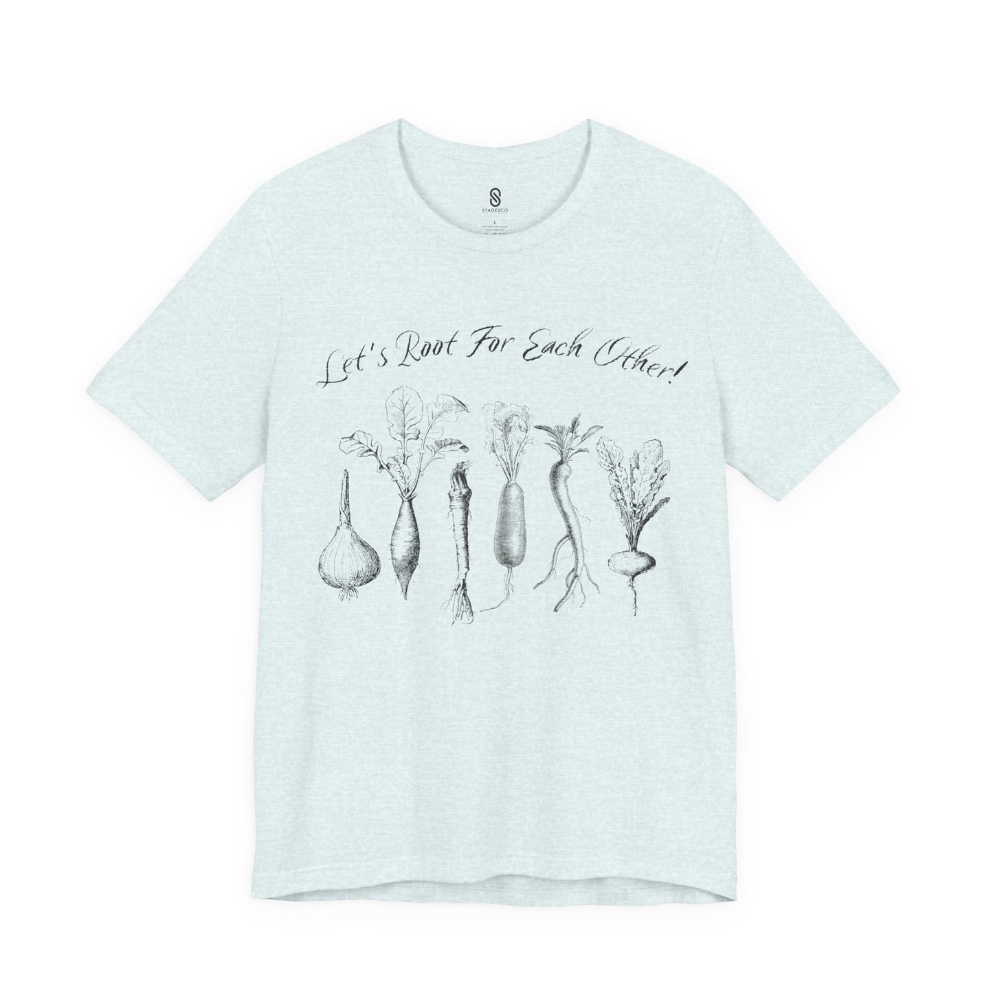 Enchanting "Let's Root For Each Other" Shirt | Whimsical Vertical Roots | Artistic Unity Tee | Positive Message, Unisex Short Sleeve Tee