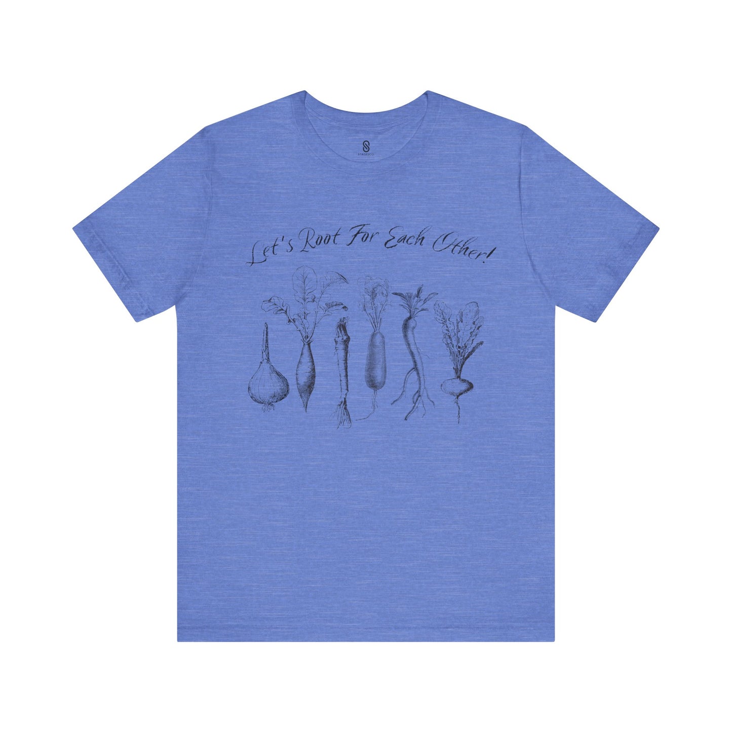 Enchanting "Let's Root For Each Other" Shirt | Whimsical Vertical Roots | Artistic Unity Tee | Positive Message, Unisex Short Sleeve Tee