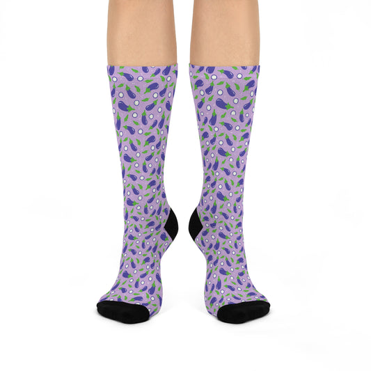Eggcitingly Naughty: Spice Up Your Style with Our Cheeky Eggplant Socks, Cushioned Crew Socks