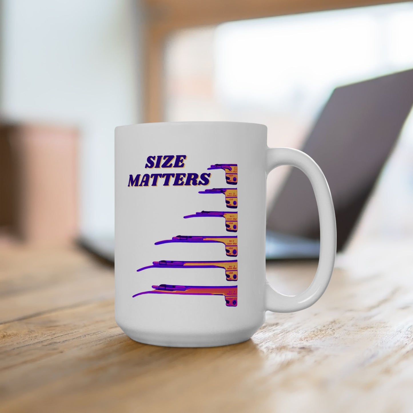 Size Matters, Miller Edition, A Provocative Ode to Airway Mastery, 15oz Mug with Retro Flair for the Connoisseur of Bold Laughter, Ceramic