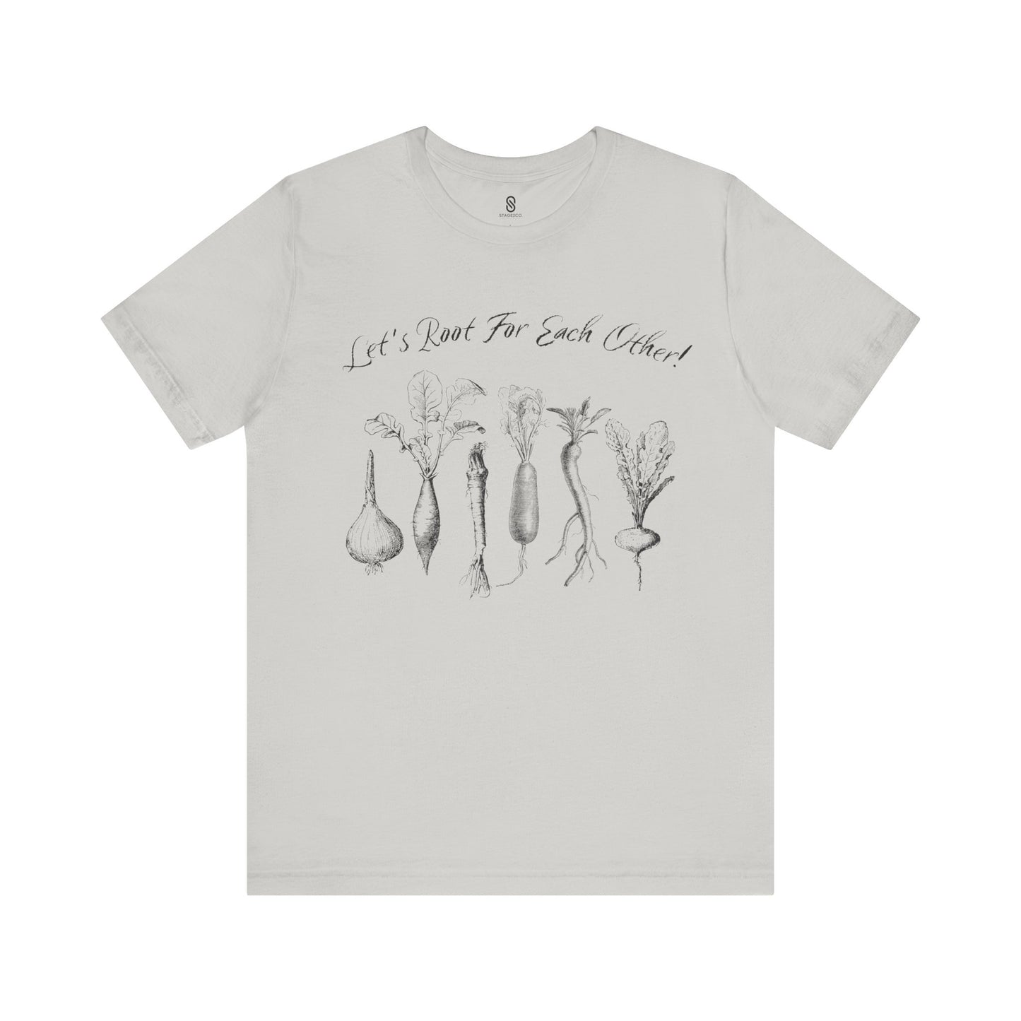 Enchanting "Let's Root For Each Other" Shirt | Whimsical Vertical Roots | Artistic Unity Tee | Positive Message, Unisex Short Sleeve Tee