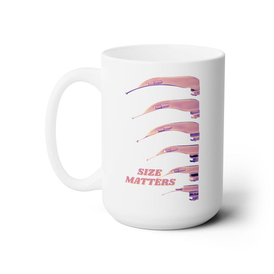 Size Matters, A Naughty Nod to Airway Mastery, 15oz Mug with Sequential Mac Blades for the Connoisseur of Laughter, Ceramic, Anesthesia