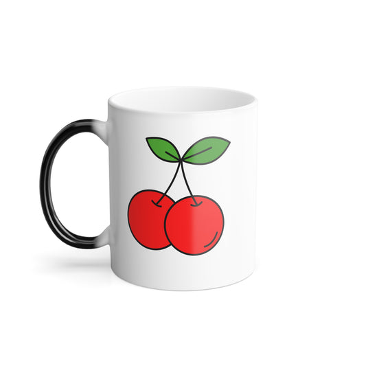 Cheeky Cherry Magic: Color-Changing Mug, Color Morphing Mug, 11oz