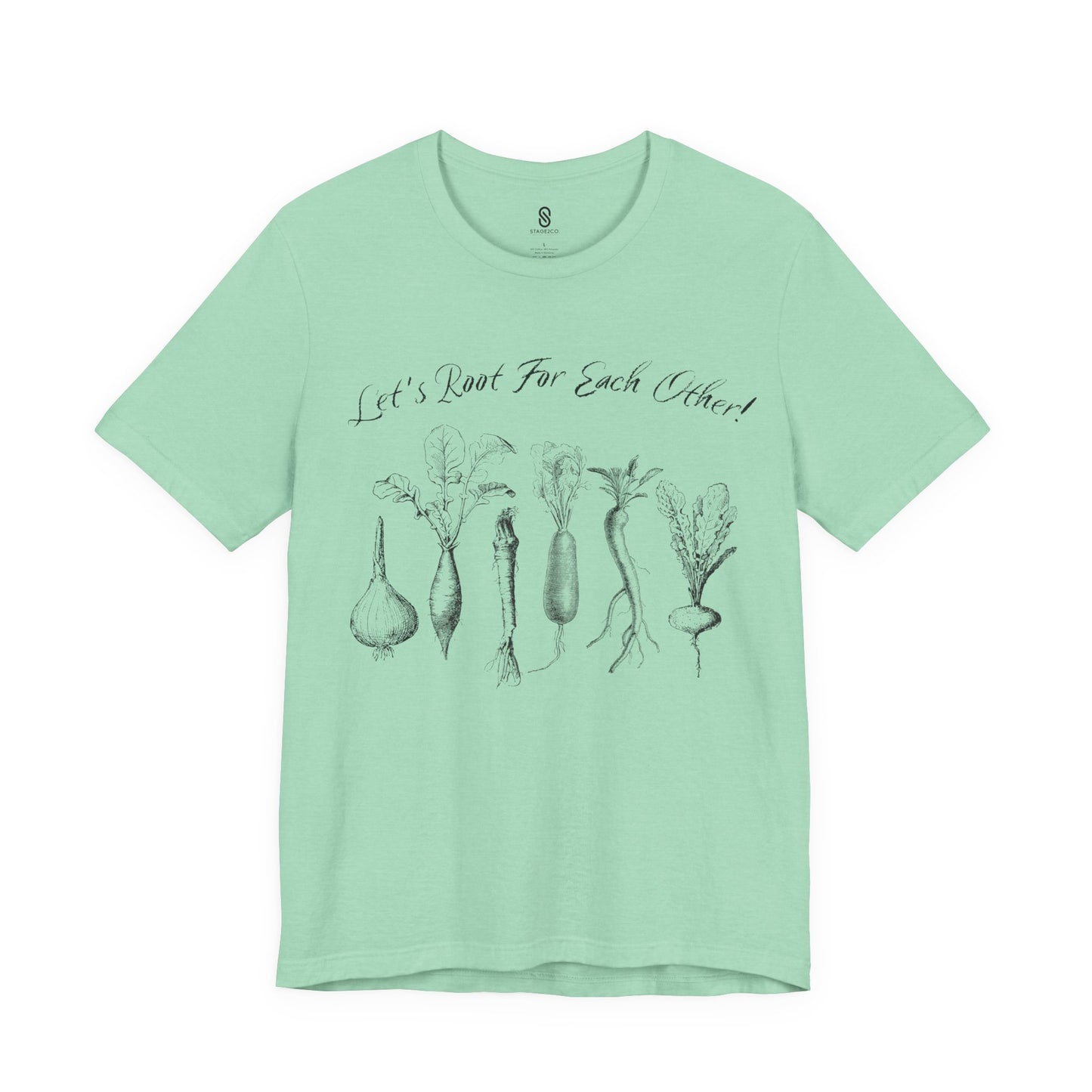 Enchanting "Let's Root For Each Other" Shirt | Whimsical Vertical Roots | Artistic Unity Tee | Positive Message, Unisex Short Sleeve Tee
