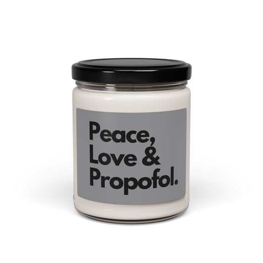 Tranquility and Humor: Peace, Love & Propofol Candle, Scented Soy Candle, 9oz
