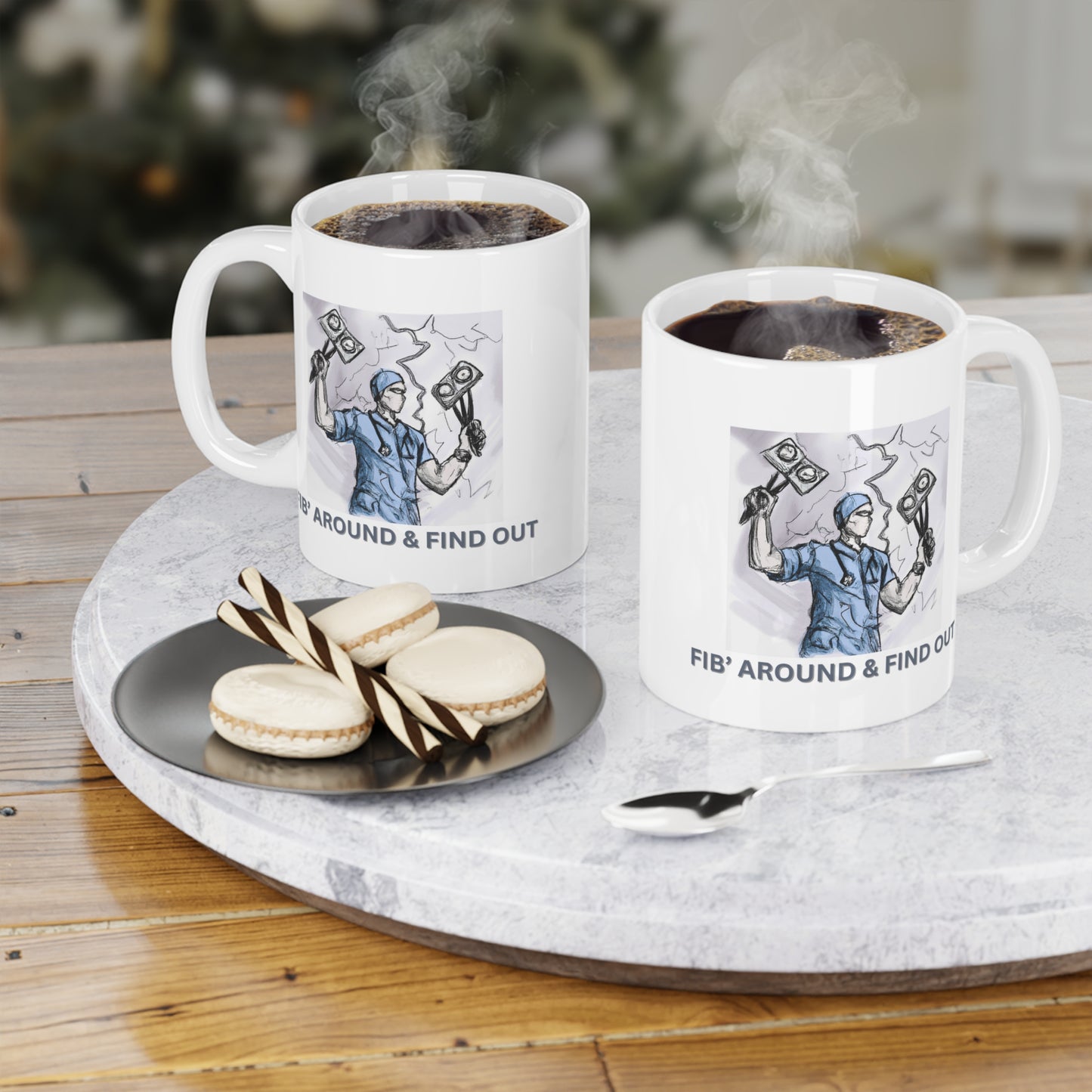 Zap into Laughter with the Fib' Around and Find Out Mug!, Ceramic Mugs (11oz\15oz\20oz), Anesthesia, ICU, ER