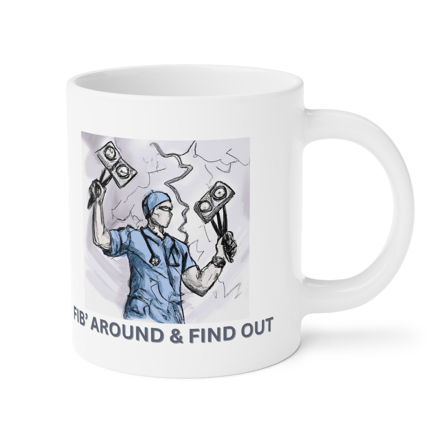 Zap into Laughter with the Fib' Around and Find Out Mug!, Ceramic Mugs (11oz\15oz\20oz), Anesthesia, ICU, ER